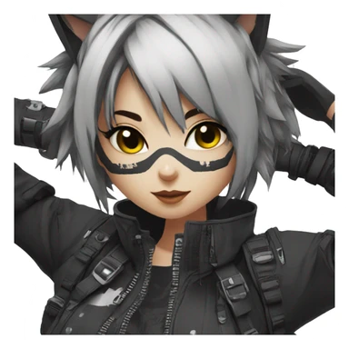 Edgy Cartoon Anime Punk Techwear Catgirl sticker
