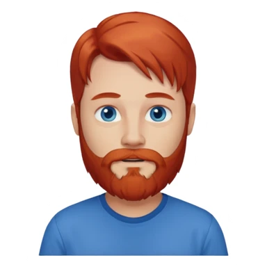 red long hair bearded man with shirt sticker