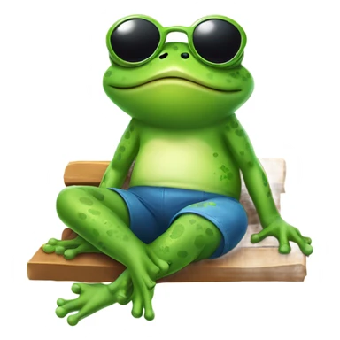 Frog relaxing in the sun with star sunglasses  sticker