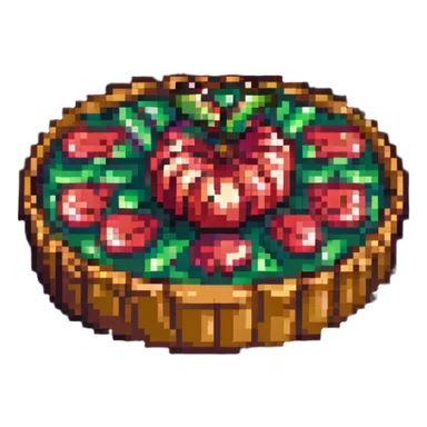 apple tart seen from above, pixel art style sticker