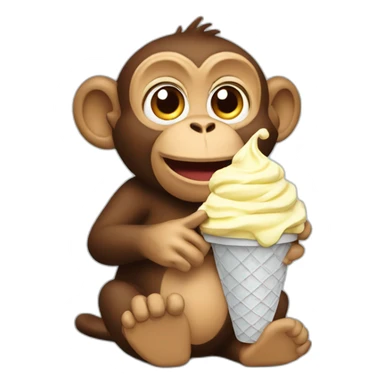Monkey holding ice cream sticker