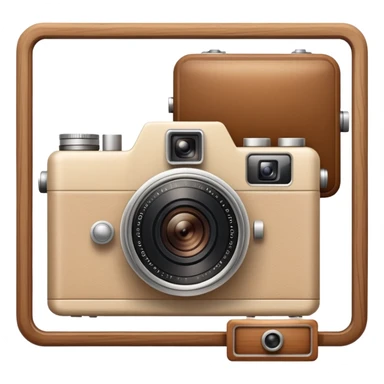 A beige camera and a photo frame next to it sticker