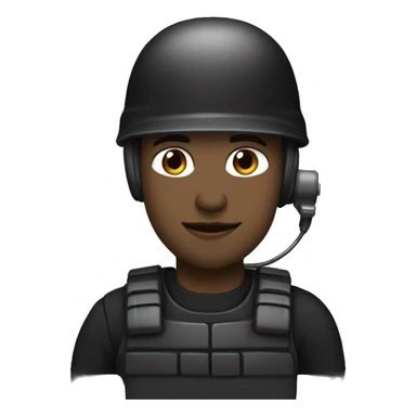 operator dressed in black with a milatary helmet, without glasses, wearing a headset, preferably male white sticker