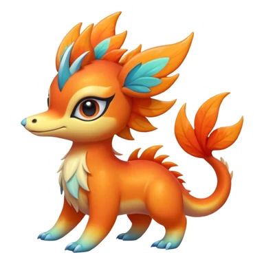  Shiny iridescent light warmly colored reddish-orange-gold-gradients neon vibrant colorful pastel flourishing flurry fuzzy Nargacuga-Palkia-Meloetta-Noibat-fusion-animal-Fakémon-hybrid-creature, by griffsnuff sticker