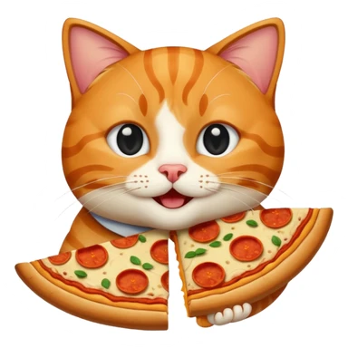 happy cat with pizza sticker