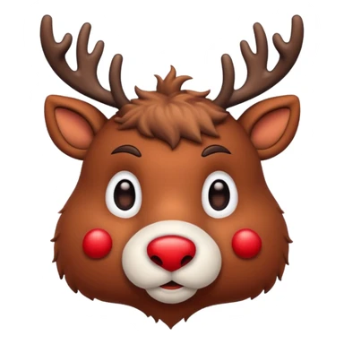 Rudolph red nosed reindeer with snow on its head and nose sticker