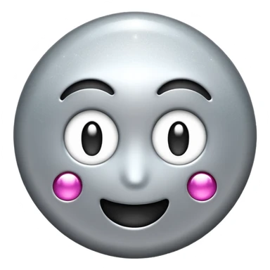 Silver chrome sparkle emoji, iOS emoji style, minimal shape, glossy metallic shine, clean background, smooth lighting sticker