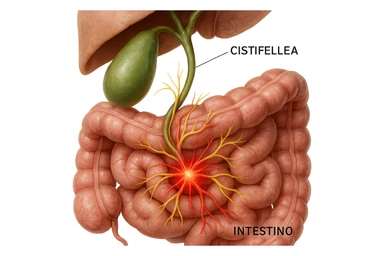 CISTIFELLEA E INTESTINO SONO COLLEGATI NEL DOLORE, iperrealistico 4k sticker