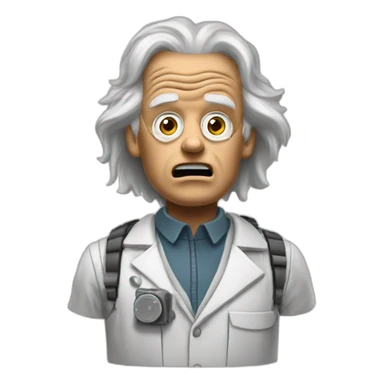 Doc brown from back to the future looking surprised wearing facemask sticker