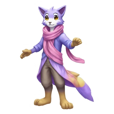 Shiny Anthro Sona Fakemon Nebula with a scarf Full Body sticker