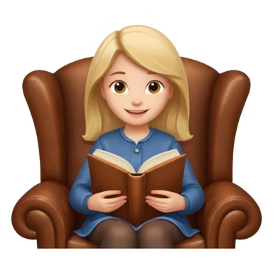 cozy armchair and book story time emoji sticker