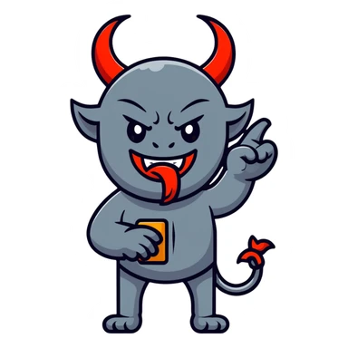 devil making a be quiet gesture sticker