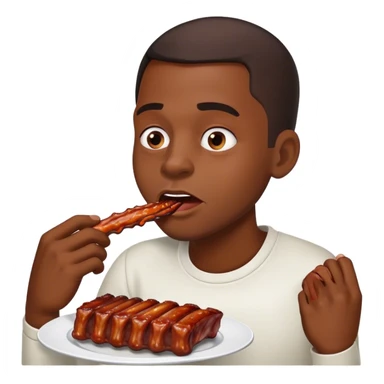 Black man eating ribs sticker