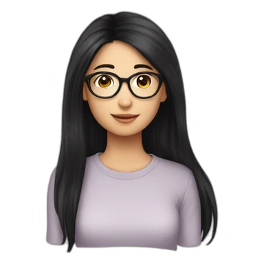 FCB girl long black hair with glasses d sticker