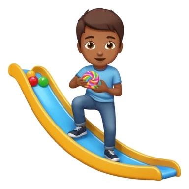 un niño tirandose por un tobogan con dulces en lasm anos sticker