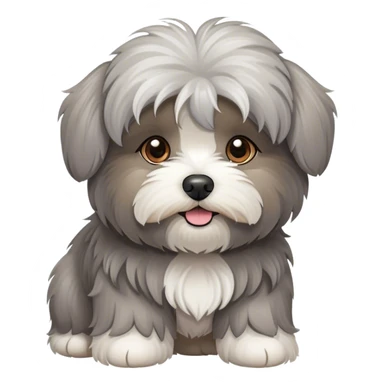 gray Havanese dog  sticker
