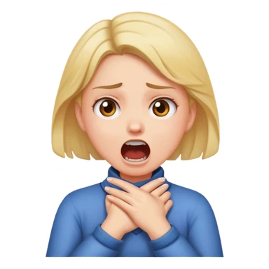 Girl crossing hands holding neck screaming mad sticker