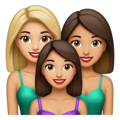 3 olive skin tone best friends. Glammed up, smiling  sticker