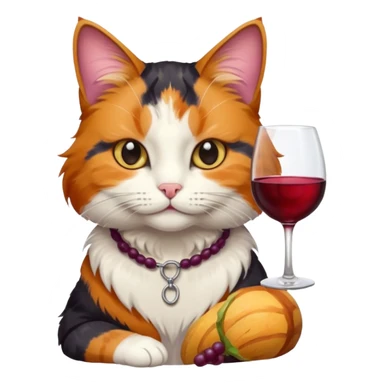 cat with wine sticker