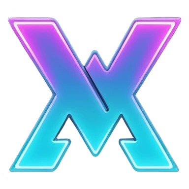 futuristic minimalistic emoji icon, letters "N" formed by three glowing digital lines representing Storm, Atom and NoizeGames, neon purple (#8B5CF6) and cyan (#00E0FF) on dark background, modern tech style, 1:1 aspect ratio sticker