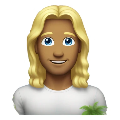 Male with blond longer hair, Blue eyes. Palm trees in the background sticker