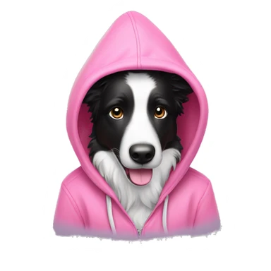 black and white border collie wearing pink hoodie  sticker