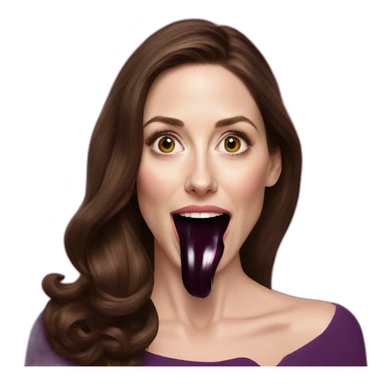 Allison brie eating an aubergine sticker