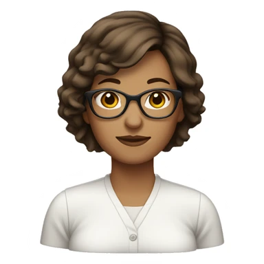 woman, short brown hair with glasses sticker