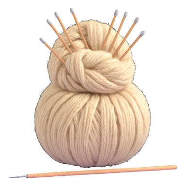 ball of beige mohair wool with knitting needles sticker