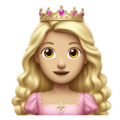 Blonde princess with a pink dress a long hair and a white crown  sticker