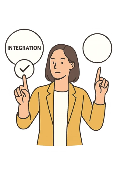 Donna che sta scegliendo integrazione sticker