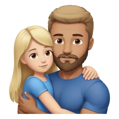 Hug short blond girl tall brown-hair muscular man with beard sticker
