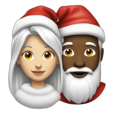 white man and black woman santa claus sticker
