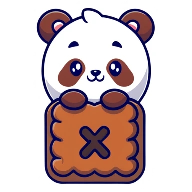 Cute chocolate biscuit with panda face design on top, filled with chocolate inside, like Hello Panda cookie sticker