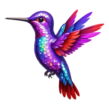 hummingbird with red and purple with glitter sticker