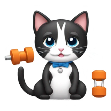 Tuxedo cat working out sticker