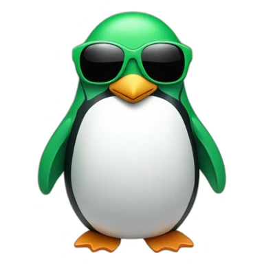 Penguin whit a wrench in the hands, sun glasses and green hair sticker