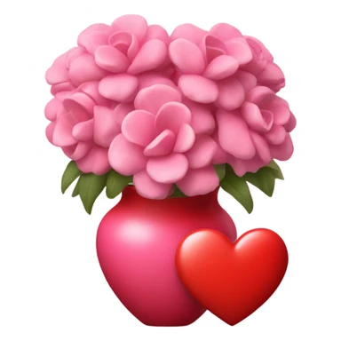 A pink Delilah flower in a love heart vase that is red sticker