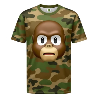 high quality emoji of a BAPE T-shirt front view with famous BAPE camo print and logo, sharp realistic style sticker
