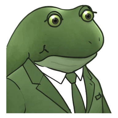 mob boss Italian frog, sitting behind a desk with stacks of cash sticker