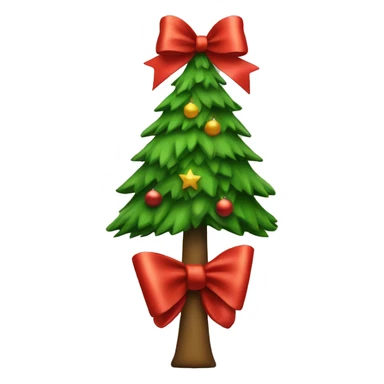 Christmas tree with a big red bow sticker