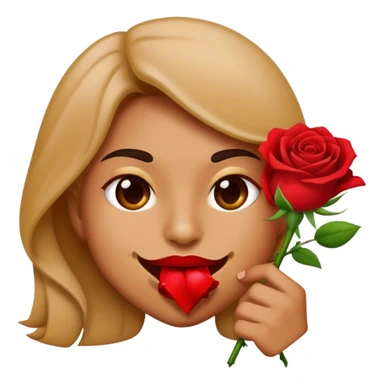 emoji biting a rose sticker