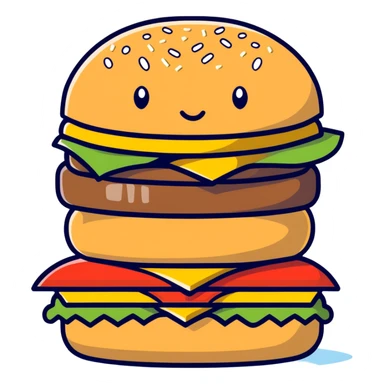 The popular Disney character Stitch sitting and eating a huge McDonalds hamburger sticker