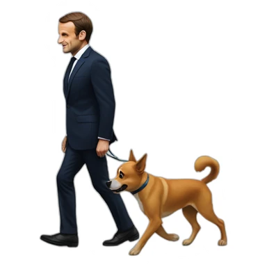 Emmanuel Macron walking as a dog sticker