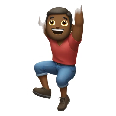 Man dangling off mountain sticker