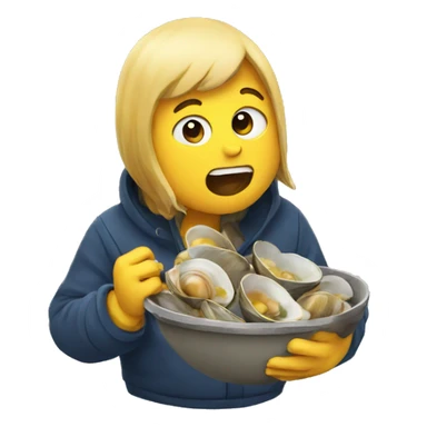 emoji eating clams sticker