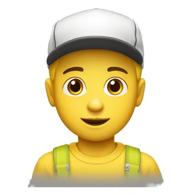 Niño blanco con gorra amarilla sticker