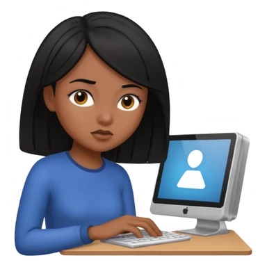 black hair girl with a computer sticker