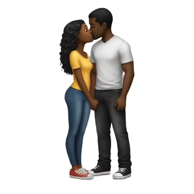 Black girl standing kissing black boyfriend sticker