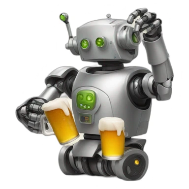 drunk robot raising a beer sticker